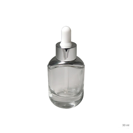 Bottle body with aluminum 30ml flat oval glass bottle with silicone drip tip