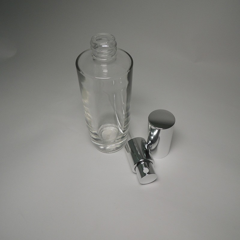 Make your own perfume 60ml empty unique perfume glass bottle 18/415 aluminum liquid spray pump with aluminum cap
