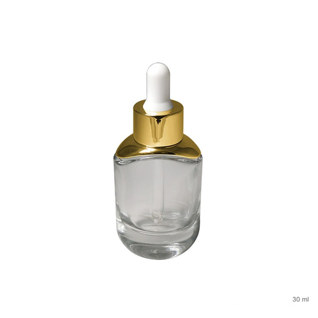 Glamorous transparent sparkling dropper bottle 30ml gold dropper plumper brighter skin effect essence cosmetic