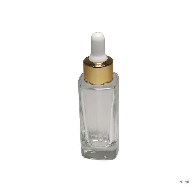 Square shape heavy bottom 30ml glass bottle with dropper