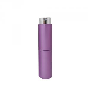 Attractive purple color empty 8ml aluminum twist up perfume atomizer for travel packaging perfume fragrance in cylinder shape