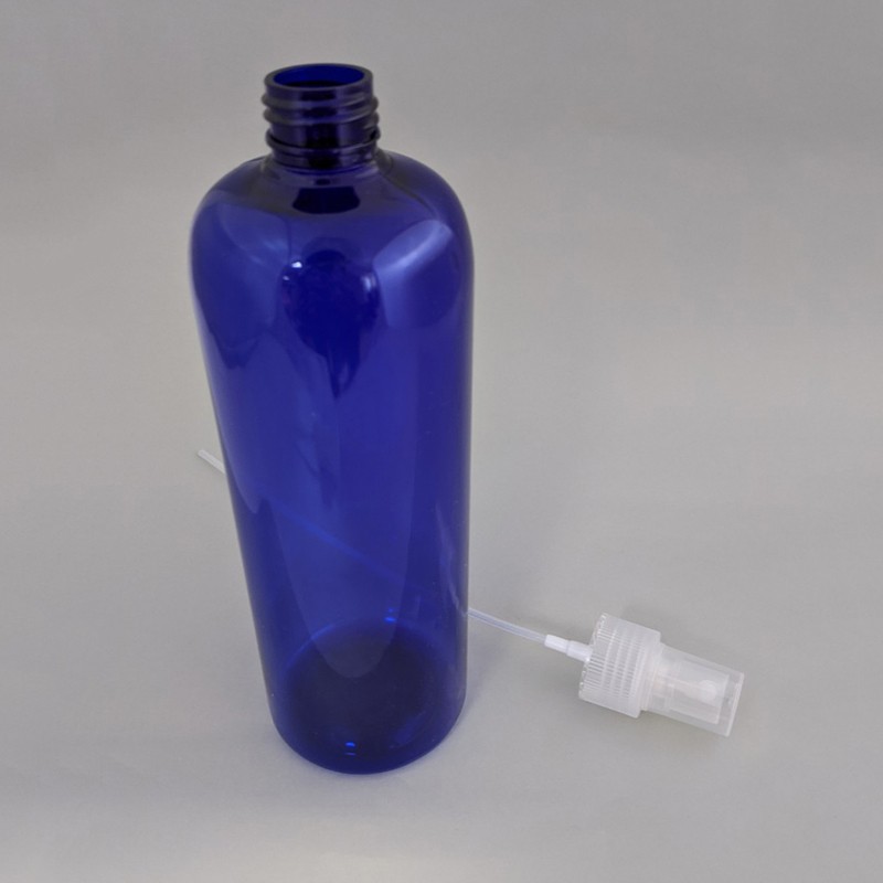 Big volume injection blue color empty 300ml/500ml cylinder plastic bottle for multipurpose packaging with mist sprayer ribbed closure
