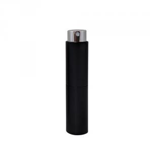 Elegance shiny black empty 8ml twist up perfume bottle aluminum outer case inner glass vial fragrance packaging