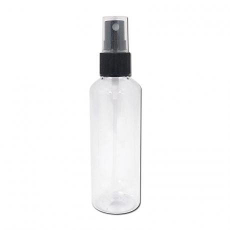 Multipurpose empty plastic bottle 100ml capacity cylinder shape with mist sprayer and ribbed collar